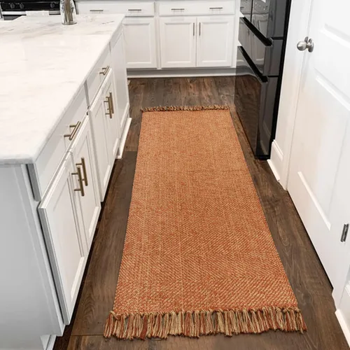 Miniatura 39 de Collive - Tapete de pasillo de cocina, 2 x 4.3 pies, tejido a mano, reversible, lavable, de algodón, color blanco/beige, para baño, pasillo