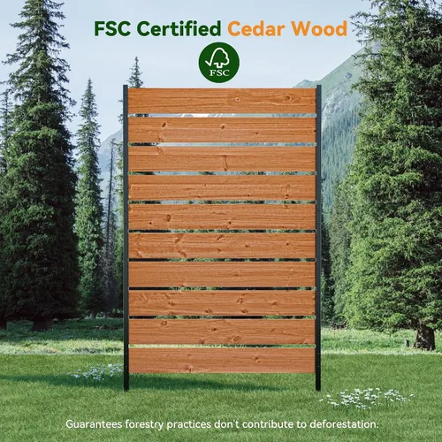 Miniatura 6 de Modern Shade - Pantalla de valla de privacidad de madera de 5' x 3' (1 panel) de madera natural, panel de valla de privacidad al aire libre