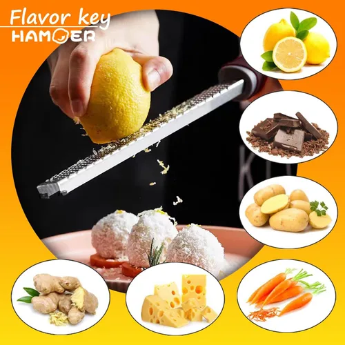 Miniatura 3 de Rallador de cítricos naranja y limón con cuchillo de canal Acero inoxidable con mango de goma antideslizante Juego de 2 herramientas multiusos