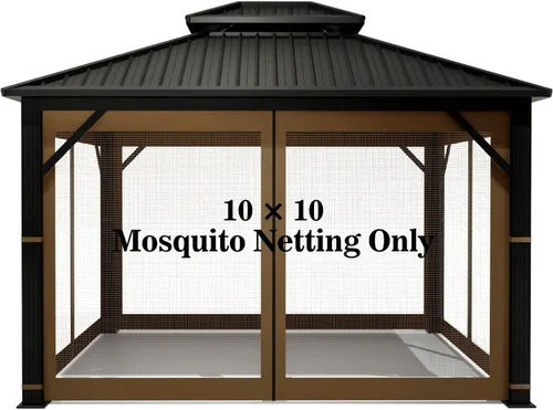 Miniatura 8 de Mosquitera Universal de Repuesto para Gazebo – Hugline 10' x 12' Pantalla de Malla para Exteriores, Cortinas Laterales de 4 Paneles con Cremallera