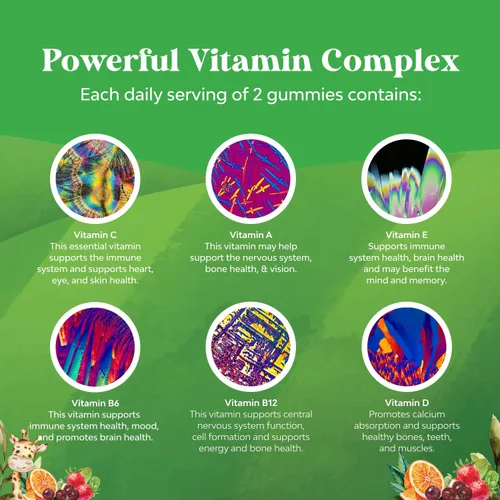 Miniatura 3 de Natures Craft Gomitas multivitamínicas para niños a base de plantas, multivitamínico para niños, gomitas de apoyo a la inmunidad con vitaminas A, C