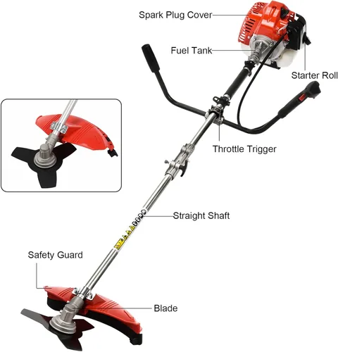 Miniatura 4 de Cuteam Cortacésped, fuerte y potente protector de funcionamiento completo, accesorios de cortasetos de 52 cc, 2 tiempos, de gas, eje recto, mochila