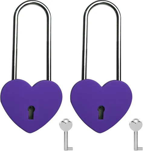 Miniatura 16 de Love Lock - Candado de corazón, 1.969 in, 3.5 pulgadas, pintura de goma, color rojo, con llave para valla, puente, amantes, boda, aniversario