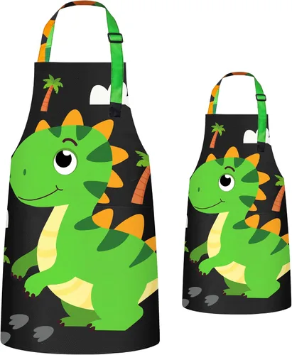 Miniatura 11 de R HORSE Juego de 2 delantales a juego para adultos y niños Papá y yo, delantal de cocina ajustable con 2 bolsillos para padres e hijos, regalo a