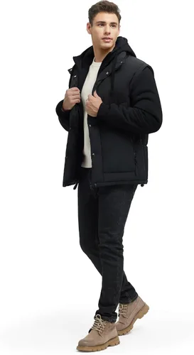 Miniatura 4 de Abrigos de Invierno para Hombres Chaquetas de Invierno Resistentes al Agua Abrigadas Gruesas Aisladas con Capucha Abrigo a Prueba de Viento