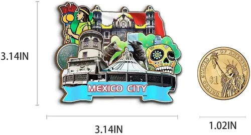 Miniatura 3 de Imán de la Ciudad de México para nevera de madera 3D Monumentos de viaje coleccionables, recuerdos, decoración hecha a mano, 2