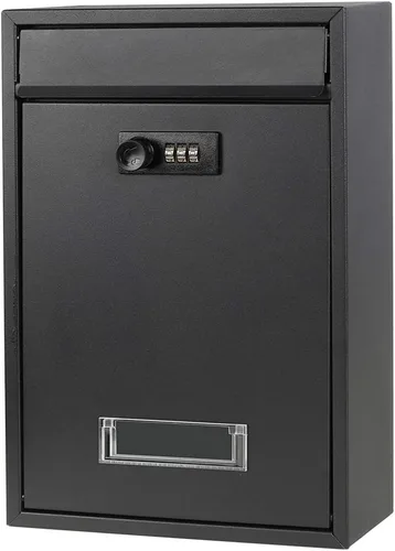Miniatura 10 de Decaller Buzón montado en la pared con cerradura de llave, buzón de metal a prueba de óxido para exteriores, 15.2 x 10.1 x 3.3 pulgadas, 006 negro