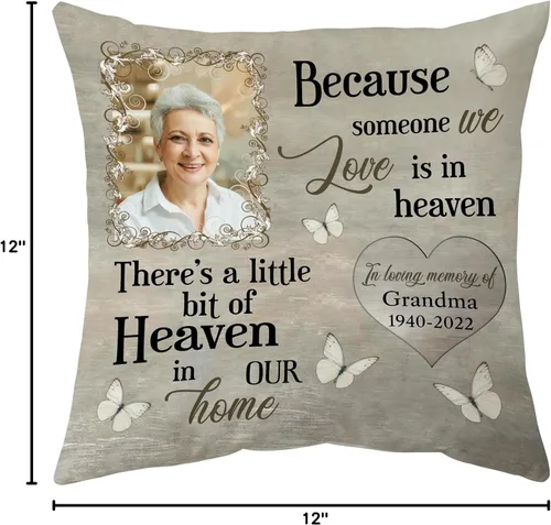 Miniatura 7 de Hyturtle Almohada conmemorativa personalizada de condolencias con relleno, 12 x 12 pulgadas, doble cara impresa con nombre personalizado, sofá