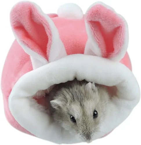 Miniatura 10 de WishLotus Cama para hámster, mini casa suave y cálida, nido antideslizante para hámsters enanos, mini erizos y mascotas pequeñas (gris)