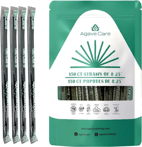 Miniatura 10 de Paquete de 2000 pajitas envueltas biodegradables de 9.85 pulgadas fabricadas con fibras de agave, una opción natural respetuosa con el medio