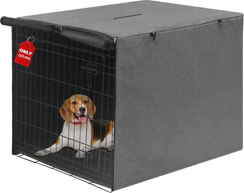 Deblue Cubierta para Jaula de Perro Interior Gris, Cubiertas de Jaula para Mascotas de Poliéster con Privacidad Ajuste Universal para Jaula de