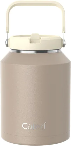 Miniatura 21 de Vaso de 30 onzas con tapa y pajita, vasos de acero inoxidable con aislamiento al vacío con pajita plegable y asa superior, botella de agua aislada