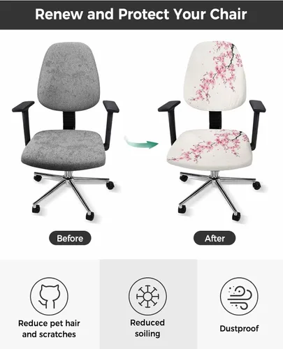 Miniatura 2 de Hello Fall - Funda elástica para silla de oficina, funda de asiento para silla de computadora, funda para respaldo, hongos de Acción de Gracias