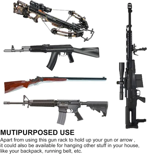 Miniatura 6 de GOHIKING Perchero de almacenamiento para rifles, ganchos para escopeta, ganchos de montaje en pared para cualquier rifles, escopetas, arco de tiro