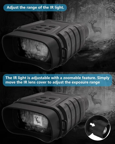 Miniatura 5 de Gafas de visión nocturna, prismáticos de visión nocturna infrarroja 4K para adultos, pantalla grande de 3 pulgadas, zoom digital 8X, luz IR