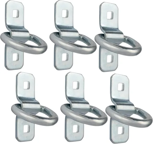 Cavo 10 PCS anclajes de amarre de anillo en D de acero de 1/4", kit de anillos de amarre resistentes de 2400 libras para remolque, camioneta, zinc