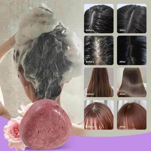 Miniatura 3 de Barra de champú Rose – Fortalece, nutre y da volumen al cabello – Fórmula a base de plantas con aceite de coco, aceite de aguacate y extractos