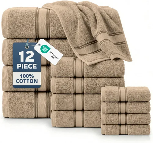 Miniatura 54 de Lane Linen Juego de 4 toallas de baño de 100 % algodón (35 x 66 pulgadas), juego de toallas de baño extragrandes de algodón sin torsión, secado Gris