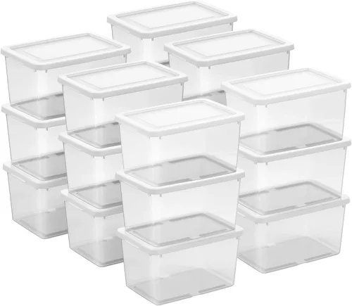 Miniatura 32 de Sterilite Paquete de 8 contenedores apilables con tapa, diseño de plástico transparente, 90 cuartos de galón