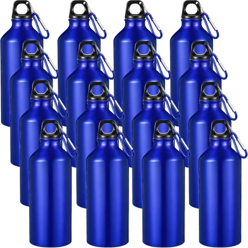Miniatura 10 de CHENGU Paquete de 16 botellas de agua de aluminio de 20 onzas, botellas de agua reutilizables en blanco, botella de aluminio ligera, botella de Rojo