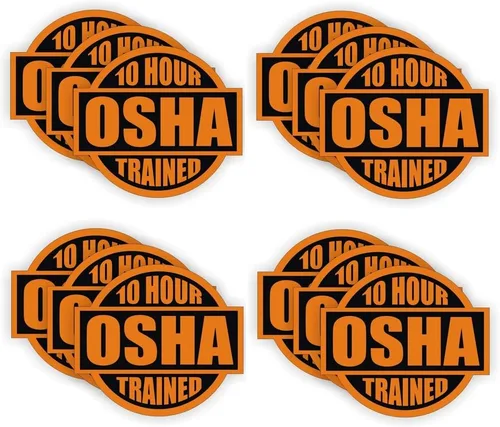 StickerDad® (12 unidades) 10 horas entrenado OSHA a todo color adhesivo impreso por StickerDad® (tamaño: 2 pulgadas Color: naranja/negro) para casco