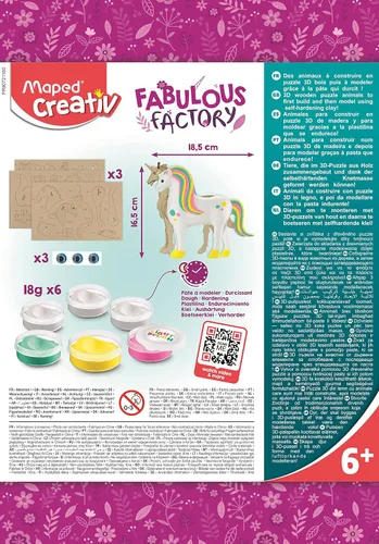 Miniatura 2 de Maped Helix USA Fabulous Factory - Masa de modelado, blanco y rosa, marcos de papel decorativos para manualidades, montaje creativo de unicornio
