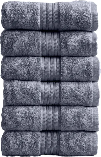 Miniatura 19 de Great Bay Home Juego de 6 toallas de mano color gris, 100% algodón hilado en plumas, juego de 6 toallas de mano de 26 x 16 pulgadas, toallas