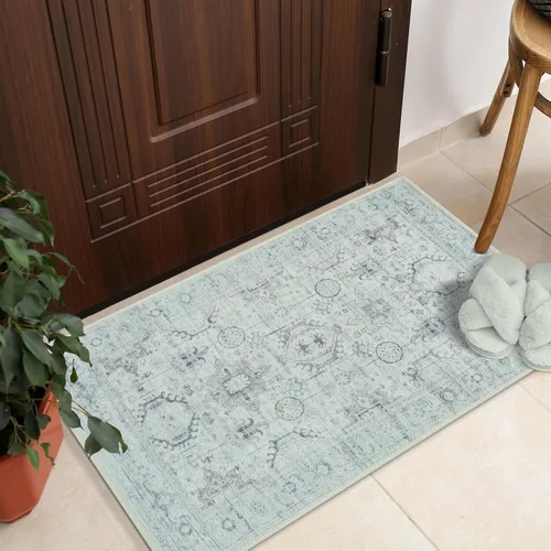Miniatura 57 de GLN Rugs Bohemian Collection - Alfombra de felpilla lavable a máquina, bohemio vintage, antideslizante, alfombra de felpilla de pelo bajo, alfombra