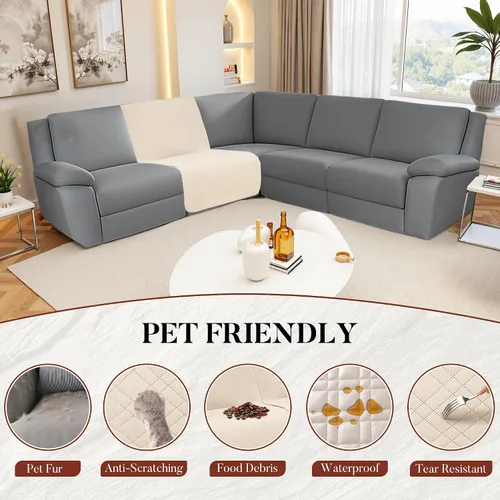 Miniatura 2 de Fundas de terciopelo 10% impermeables para sofá modular reclinable en forma de L, 1 pieza, fundas acolchadas para sofá reclinable esquinero, juego