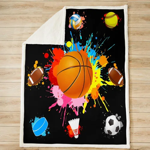Miniatura 2 de Manfei Manta de baloncesto de fútbol, béisbol, hockey, voleibol, manta para niños y niños, manta deportiva negra para sofá, manta de forro polar