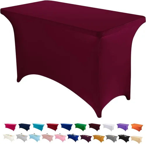 Miniatura 56 de Peomeise - Funda de mesa de elastano de 4 pies, mantel rectangular elástico de elastano (verde manzana, 4 pies)