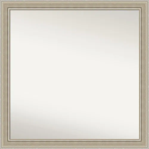 Miniatura 520 de Amanti Art Espejo de baño plateado para sobre fregadero, 23 x 23 pulgadas, espejo cuadrado plateado en ángulo, marco de madera moderno medio, se