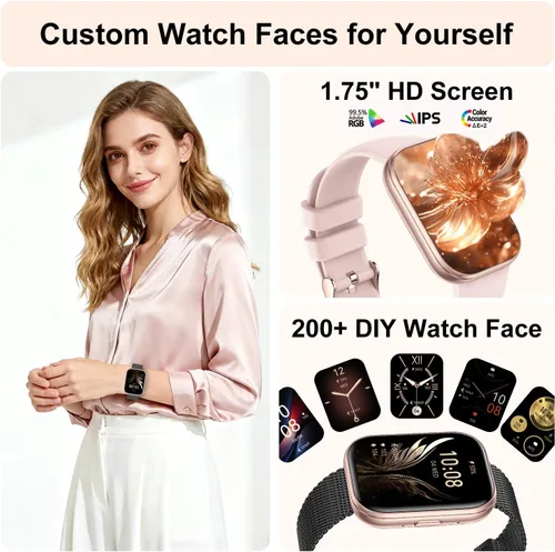 Miniatura 5 de Relojes inteligentes para mujeres y hombres, reloj inteligente con pantalla HD de 1.75 pulgadas, contestar/hacer llamadas para Android iOS