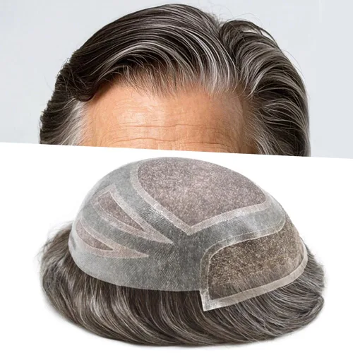 Miniatura 18 de Sistema de cabello frontal de encaje francés para hombres, tupé duradero para hombre, línea capilar natural, fino mono tupé para hombres, protesis