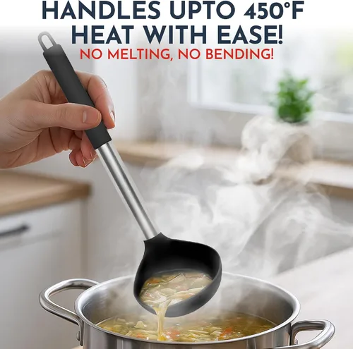 Miniatura 5 de Juego de utensilios de cocina de silicona resistente al calor de 450°F - 34 piezas de utensilios de cocina negros - Juego para utensilios de cocina