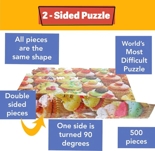 Miniatura 2 de TDC Games Rompecabezas más difícil del mundo, cupcakes de doble cara, 500 piezas