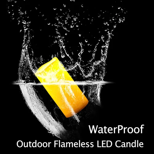 Miniatura 3 de 2 velas LED sin flama, de pilas, impermeables, para exteriores, con temporizador, luz nocturna parpadeante de resina plástica, para decoración
