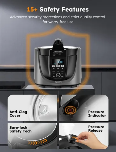 Miniatura 7 de Nuwave Duet - Freidora de aire, olla eléctrica a presión y parrilla Combo, Multicocina 540 en 1 con 3 tapas extraíbles, cocción lenta, salteados