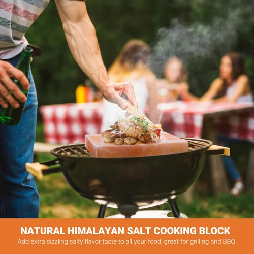 Miniatura 5 de onlyfire Bloque de Sal del Himalaya para Asar, Cocinar, Dorar, Cortar y Servir, 8 X 8 X 3.8 cm Piedra de Sal Rosa del Himalaya Natural, Regalo