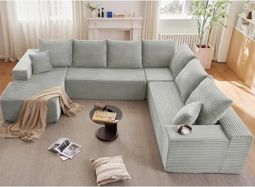 Miniatura 16 de Sofá modular de nube de 140 pulgadas para sala de estar, sofá modular de asiento profundo, juego de sofás de pana grandes y cómodos con espuma