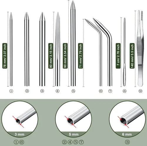 Miniatura 2 de Ferraycle Juego de 12 piezas para anudar paracord de acero inoxidable, juego de pasador paracord, agujas para coser, lacer y alisar para trabajo