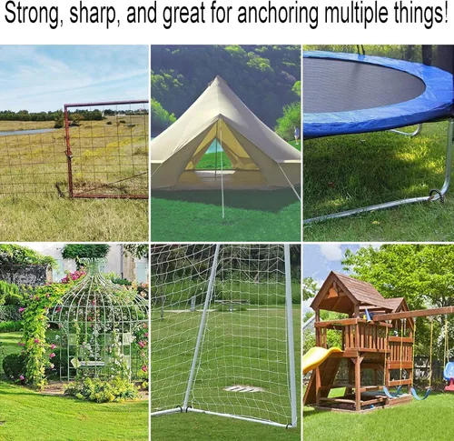 Miniatura 7 de Estacas de viento para cama elástica de 12 pulgadas, estacas resistentes en forma de U para suelo, kit de anclaje de amarre para trampolín