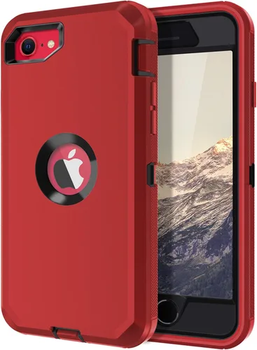 Miniatura 11 de I-HONVA - Carcasa protectora de 3 capas para iPhone SE 2020, protector de pantalla integrado, a prueba de golpes, polvo y caídas, resistente