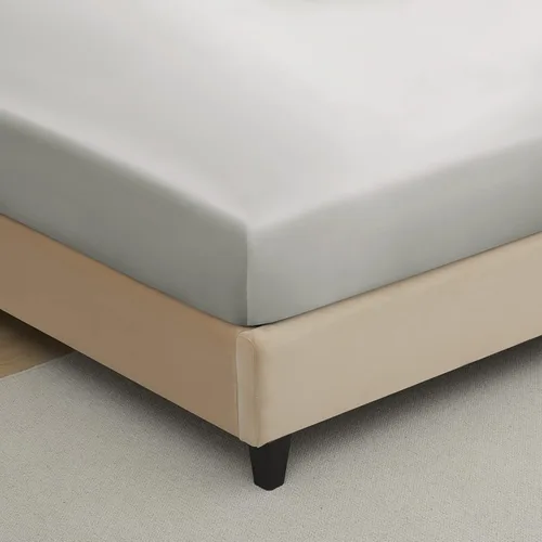 Miniatura 5 de Sábana bajera ajustada de seda satinada extra larga Twin, sábanas bajeras individuales de bolsillo profundo, sin arrugas, sin decoloración, Gris