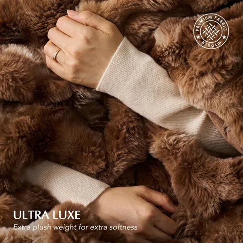 Miniatura 3 de EverGrace - Manta ultra suave de lujo, esponjosa, de pelo sintético de conejo, gruesa, cálida, de burbujas, para cama, mantas reversibles de felpa