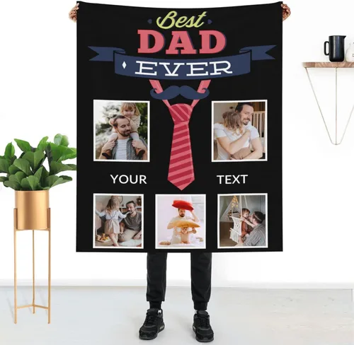 Miniatura 12 de HUGLAZY Mantas personalizadas con fotos, texto, mantas personalizadas con imagen, mantas personalizadas para papá con collage de fotos, manta
