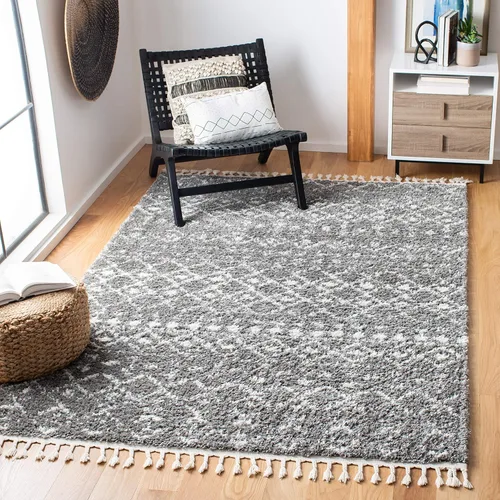 Miniatura 16 de SAFAVIEH Berber Fringe Shag Collection - Alfombra decorativa de 2 pies 2 pulgadas x 4 pies, color crema y gris oscuro, diseño que no desprende