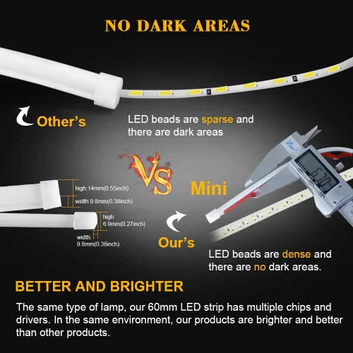 Miniatura 4 de Show Glow 2X 23 Pulgadas Luz LED de Tubo de Doble Color Blanco-Ámbar para Faros de Coche, Luz DRL de Marcha Diurna y Lámpara de Señal de Giro, 60CM