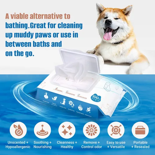Miniatura 4 de Toallitas para perros para patas y traseros, 600 unidades, 6 paquetes de toallitas para mascotas para perros y gatos, toallitas para cachorros