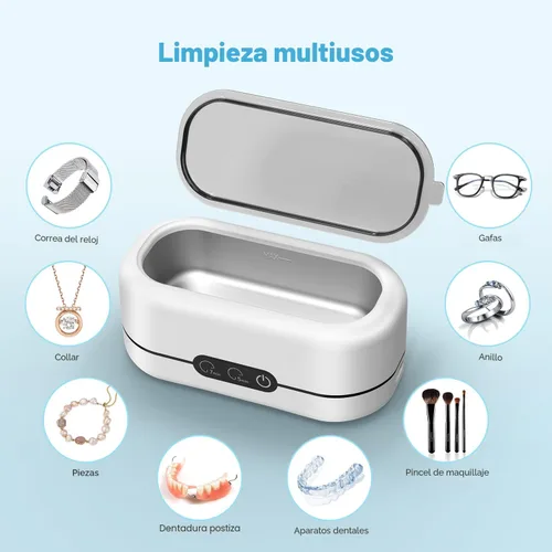 Miniatura 3 de Limpiador ultrasónico de joyas, máquina de limpieza ultrasónica de 48 KHz para joyas, anteojos, anillos, correa de reloj, dentaduras postizas, modos